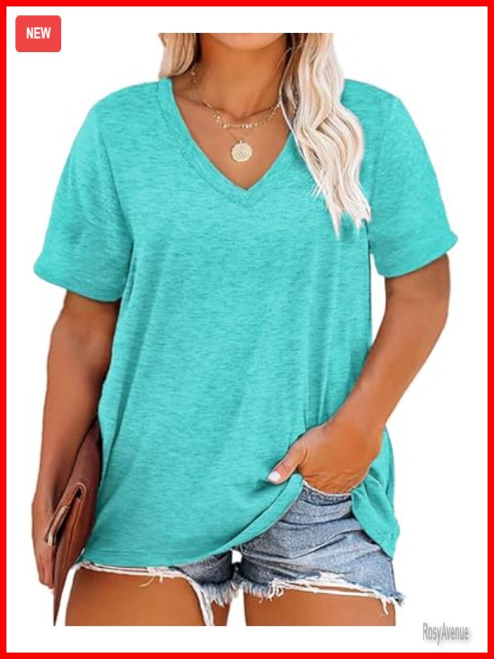 Plus Size V Neck Short Sleeve T Shirt Loose Fit Summer Tee